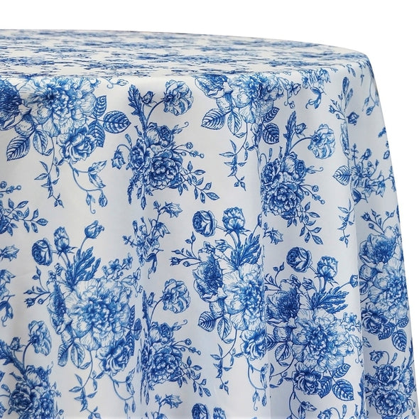 french toile blue table linen