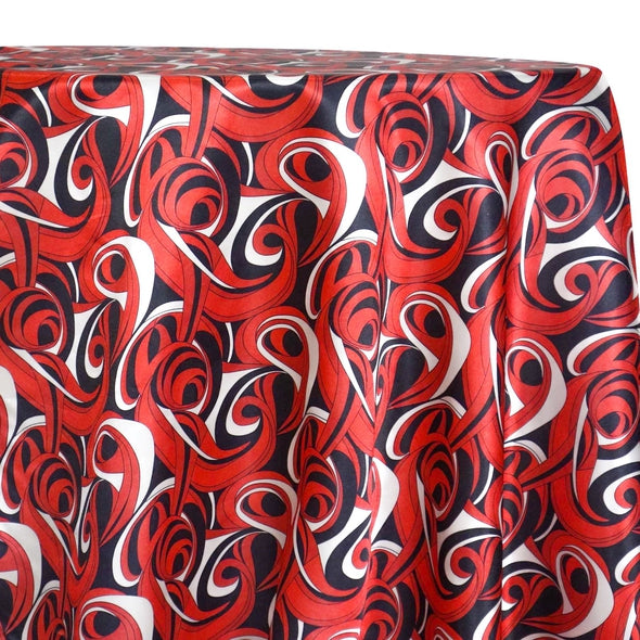 Abstract (Pucci) Table Linen in Reds 01 Tablecloths And Overlays Urquid Linen